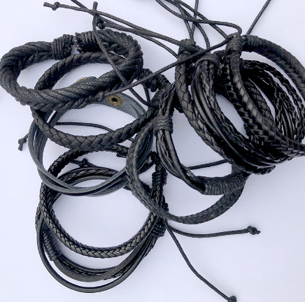 Woven Leather Bracelet Stack — Set of 10