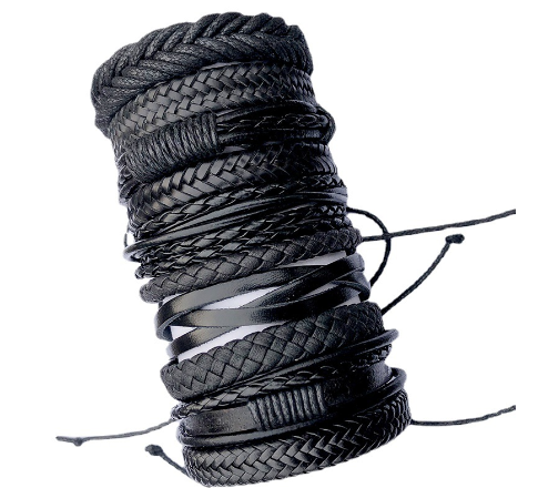 Woven Leather Bracelet Stack — Set of 10