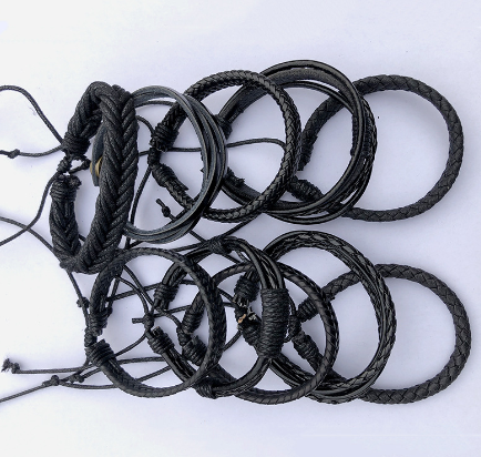 Woven Leather Bracelet Stack — Set of 10