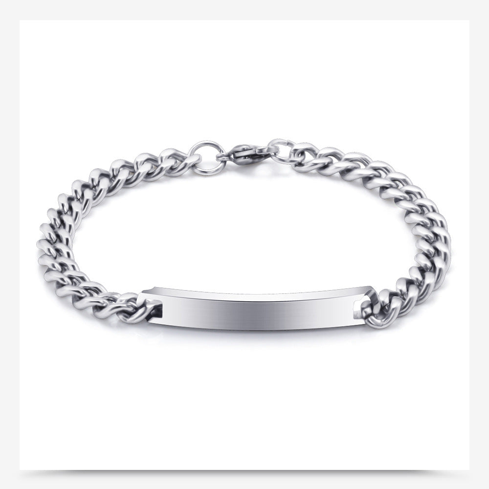 Engraved Titanium Cuff Bracelet Duo