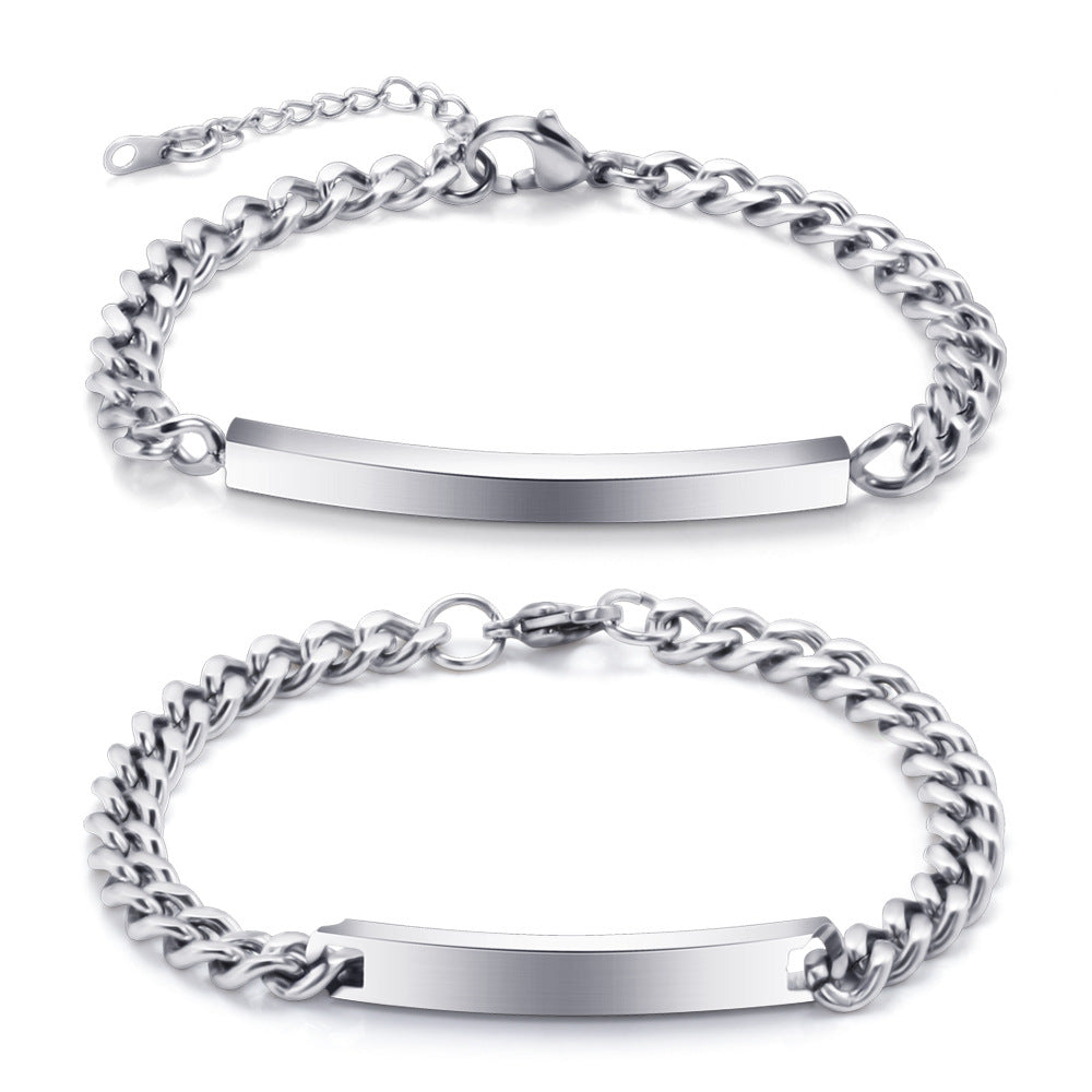 Engraved Titanium Cuff Bracelet Duo