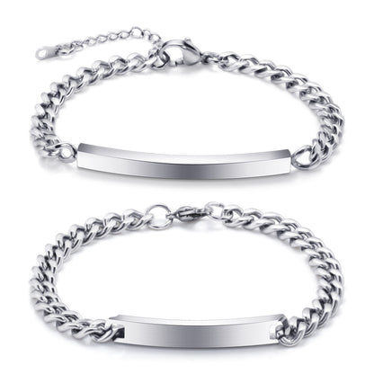Engraved Titanium Cuff Bracelet Duo