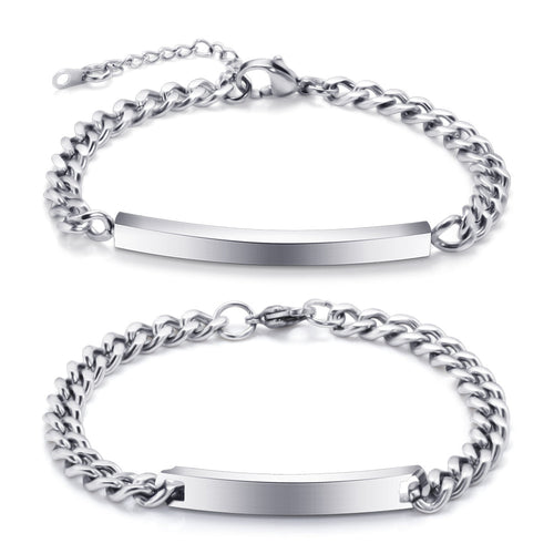 Engraved Titanium Cuff Bracelet Duo