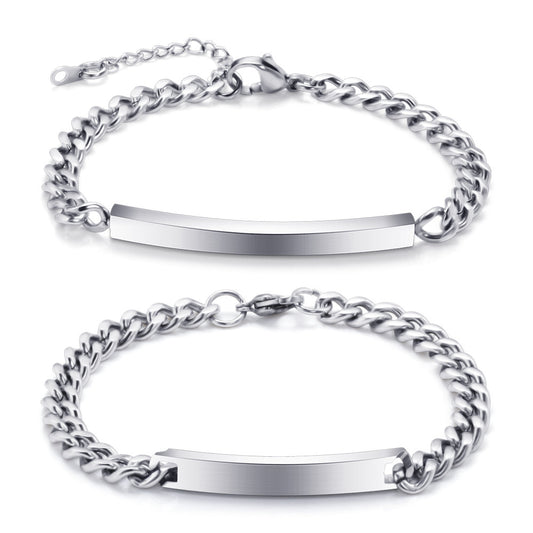 Engraved Titanium Cuff Bracelet Duo
