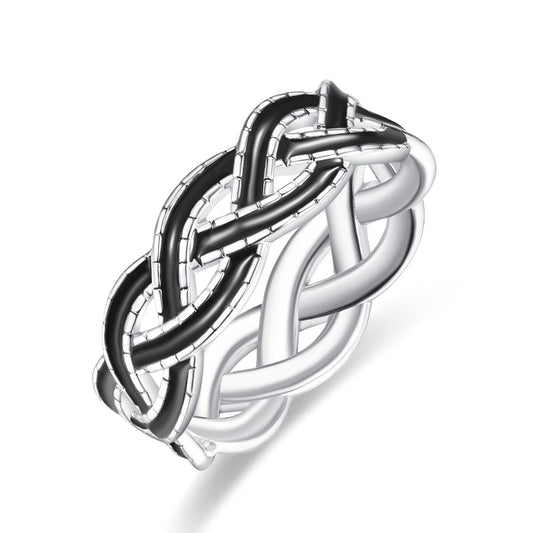 Black and Silver Rings for Men Sterling Silver Black Enamel Rings Celtic Knot Ring Men Irish Celtic Rings Band for Men Celtic Knot Jewelry Gifts for Men Rings Size 10
