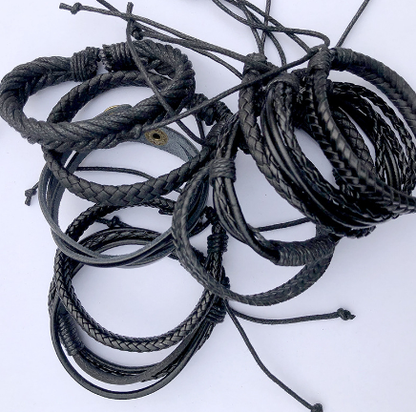 Woven Leather Bracelet Stack — Set of 10