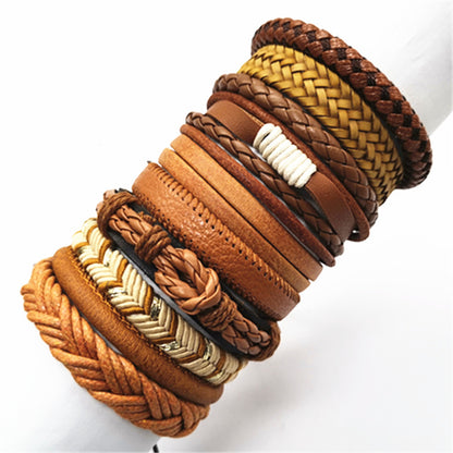 Woven Leather Bracelet Stack — Set of 10