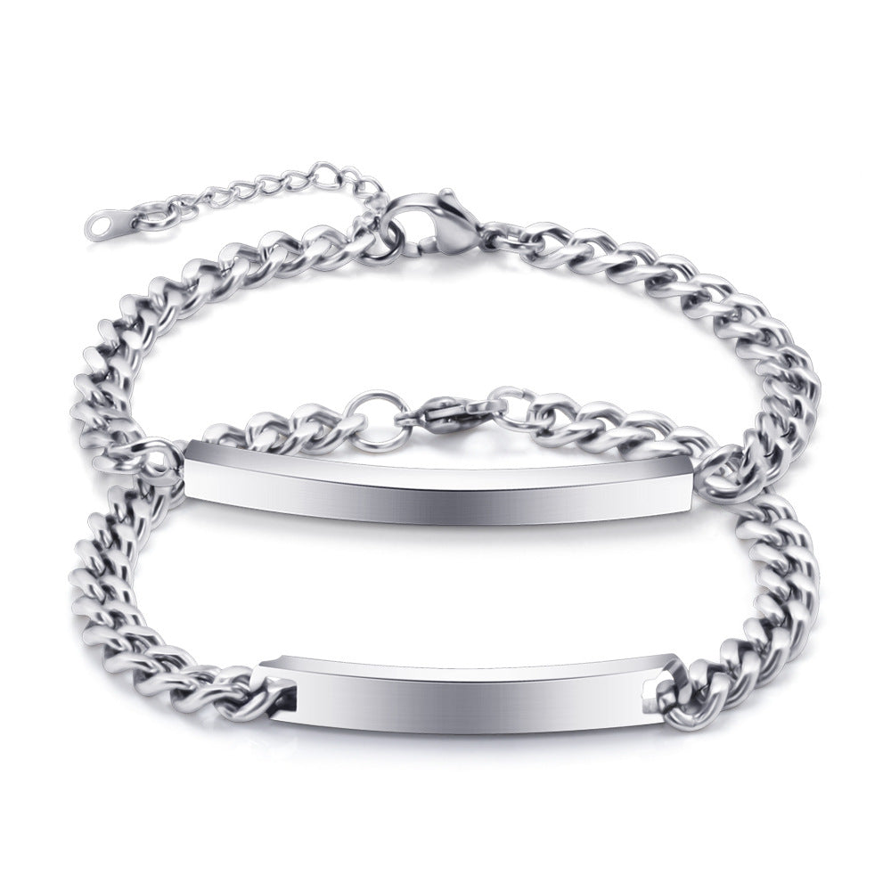 Engraved Titanium Cuff Bracelet Duo