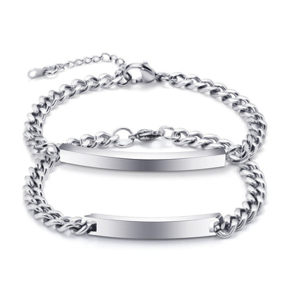 Engraved Titanium Cuff Bracelet Duo
