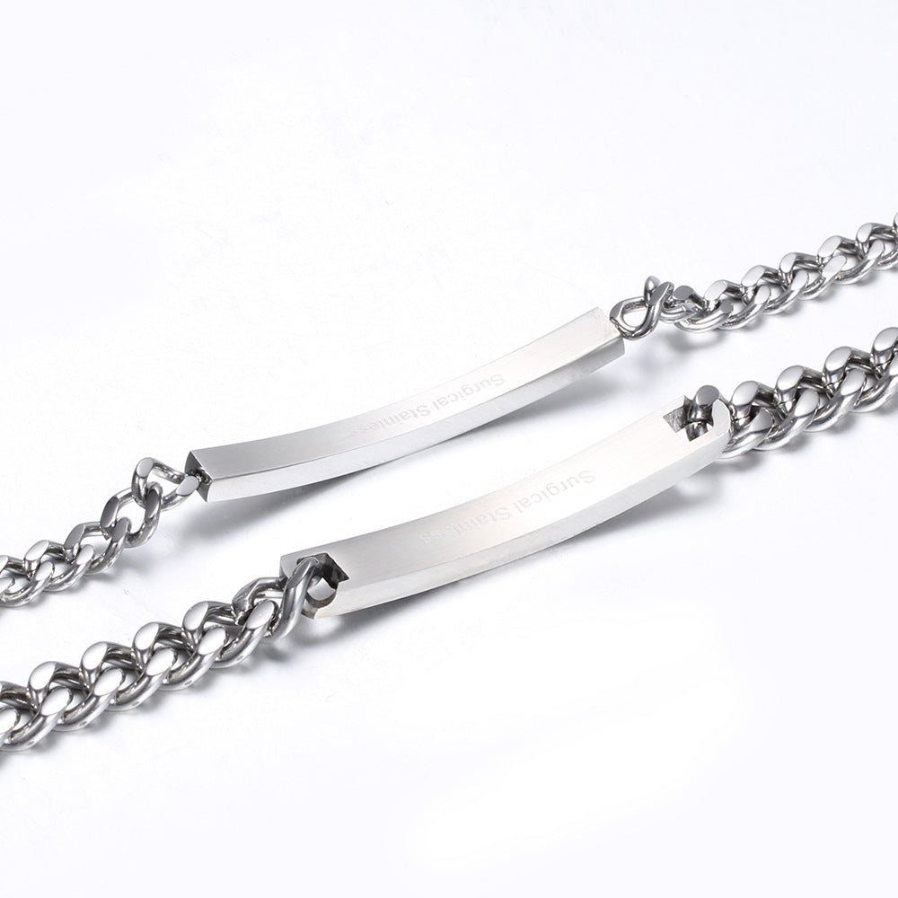 Engraved Titanium Cuff Bracelet Duo