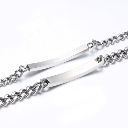 Engraved Titanium Cuff Bracelet Duo
