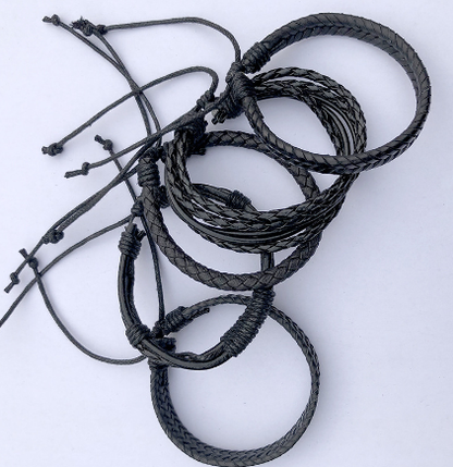 Woven Leather Bracelet Stack — Set of 10